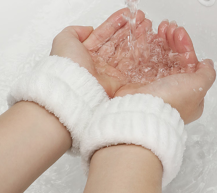 Creative art 洗脸手腕带吸水神器防湿袖护手腕擦汗手环防水防溅毛绒汗护手环洗漱护腕1对